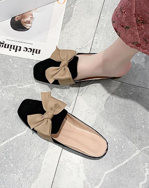 women's shoes summer korean version square head baotou half slippers big bow tie wear flat bottom sandals, Black
women's shoes summer korean version square head baotou half slippers big bow tie wear flat bottom sandals, Black