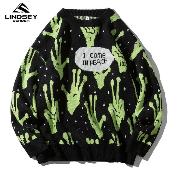 lindsey seader sweater jumpers knitted harajuku alien hip hop streetwear men knitwear clothing pullover oversize sweaters, White;black
lindsey seader sweater jumpers knitted harajuku alien hip hop streetwear men knitwear clothing pullover oversize sweaters, White;black