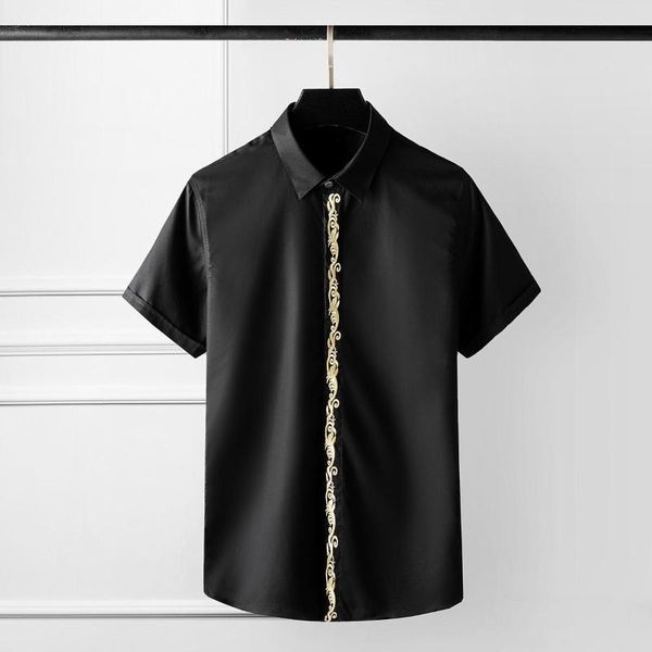 men's casual shirts minlgu cotton men shirt fashion placket embroidered with royal pattern mens dress short sleeve slim fit man -4xl, White;black
men's casual shirts minlgu cotton men shirt fashion placket embroidered with royal pattern mens dress short sleeve slim fit man -4xl, White;black