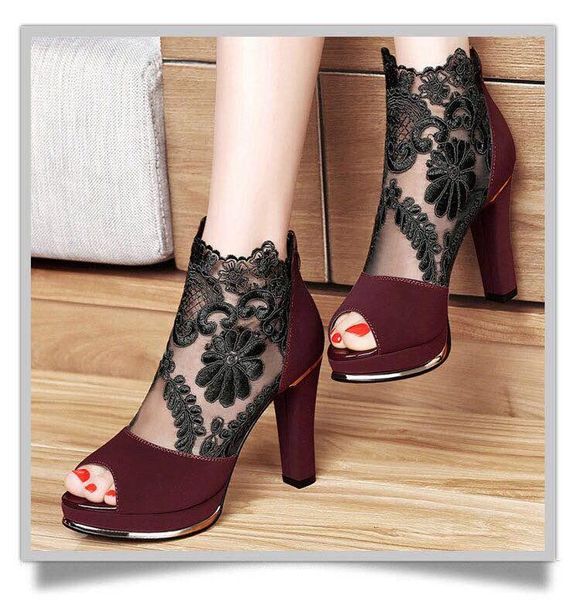 women open toe mesh sandals heel shoes chiffon platform spring summer fish mouth ladies dress, Black
women open toe mesh sandals heel shoes chiffon platform spring summer fish mouth ladies dress, Black