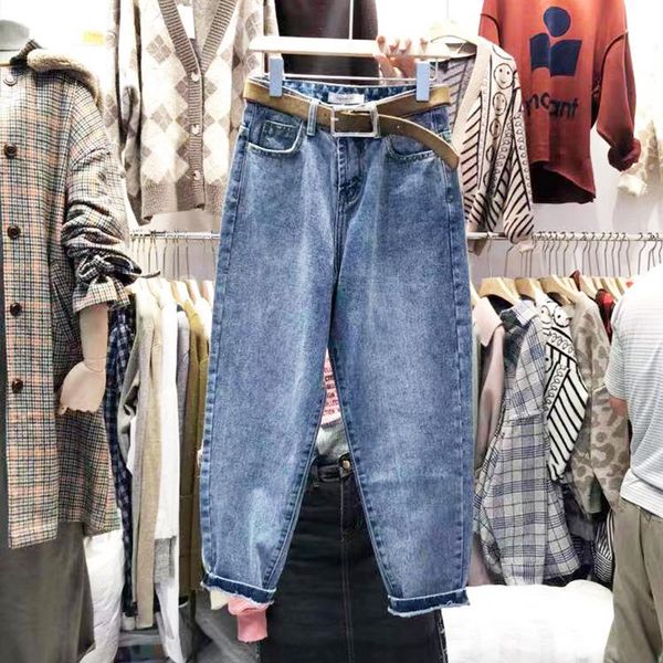 the korean version of chic denim trousers for women 2021 girls with small foot halon belt women's jeans, Blue
the korean version of chic denim trousers for women 2021 girls with small foot halon belt women's jeans, Blue