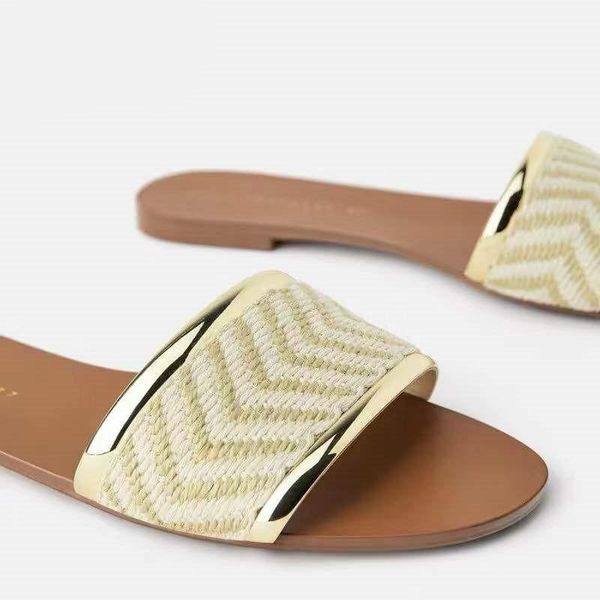 slippers 2021 summer women's shoes natural color flat sandals casual all-match one-line woven with metal bars for female, Black
slippers 2021 summer women's shoes natural color flat sandals casual all-match one-line woven with metal bars for female, Black