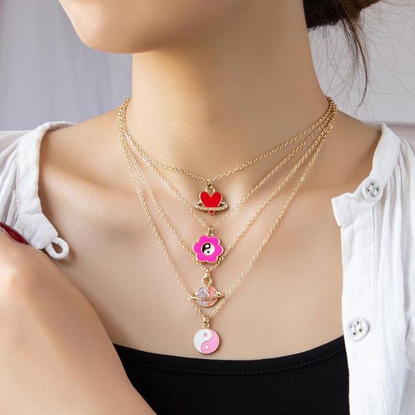 pendant necklaces ins simple fashion colorful love heart planet flower taichi pattern necklace for women personality clavicle chain jewelry, Silver
pendant necklaces ins simple fashion colorful love heart planet flower taichi pattern necklace for women personality clavicle chain jewelry, Silver
