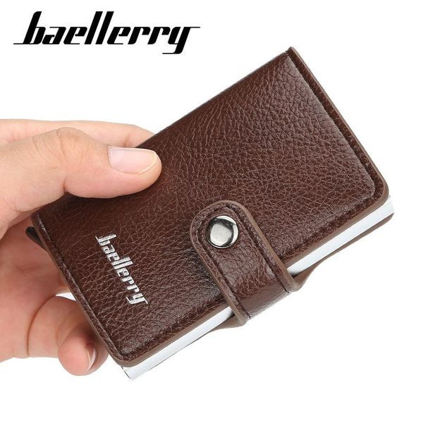 card holders baellerry men holder small buckle passport clip automatic elastic metal aluminum wallets for male carteira masculina, Brown;gray
card holders baellerry men holder small buckle passport clip automatic elastic metal aluminum wallets for male carteira masculina, Brown;gray