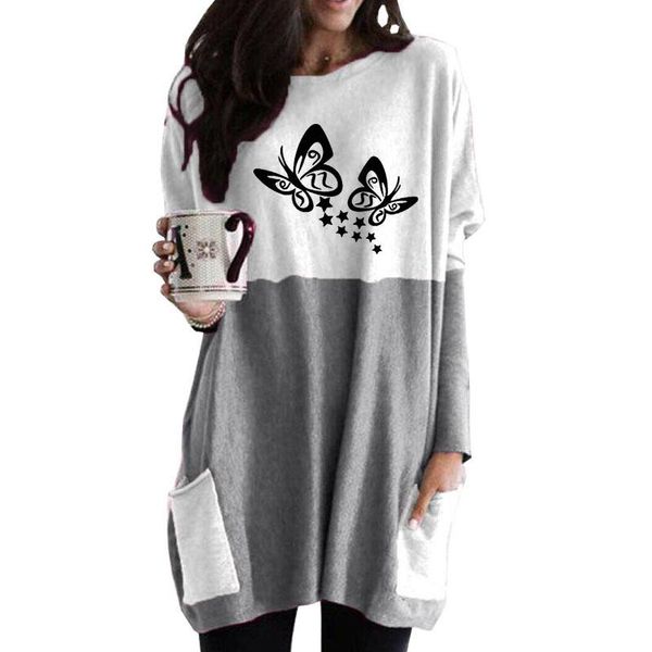 women's t-shirt butterfly stars cartoon letter print pocket women femmes animal lover plus size long sleeve shirt for female, White
women's t-shirt butterfly stars cartoon letter print pocket women femmes animal lover plus size long sleeve shirt for female, White