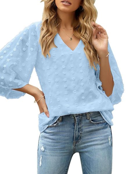 women's blouses & shirts donsignet fashion blouse leisure v-neck pullover pure color hair ball chiffon three-quarter sleeve, White
women's blouses & shirts donsignet fashion blouse leisure v-neck pullover pure color hair ball chiffon three-quarter sleeve, White