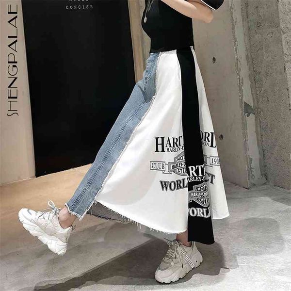irregular letter print patchwork denim skirt women's spring high waist temperament mid-calf tide 5b444 210427, Black
irregular letter print patchwork denim skirt women's spring high waist temperament mid-calf tide 5b444 210427, Black