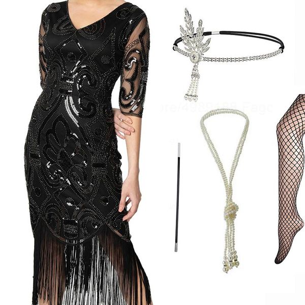 casual dresses women's flapper 1920s beaded fringed great gatsby dress w/accessories set xs-xxl, Black;gray
casual dresses women's flapper 1920s beaded fringed great gatsby dress w/accessories set xs-xxl, Black;gray