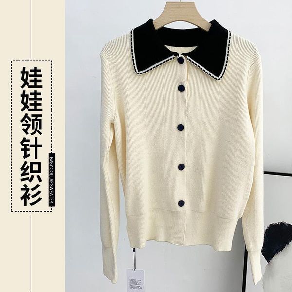 ms doll collar button design paragraphs long sleeve knit lovely lady sweater coat ~ women's sweaters, White;black
ms doll collar button design paragraphs long sleeve knit lovely lady sweater coat ~ women's sweaters, White;black