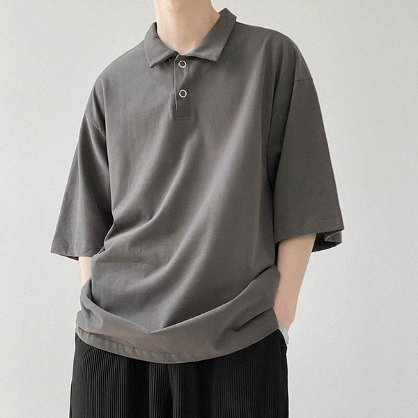 men's t-shirts loose lapel buttons solid t-shirt men korean fashion black short sleeve casual oversized 2021, White;black
men's t-shirts loose lapel buttons solid t-shirt men korean fashion black short sleeve casual oversized 2021, White;black