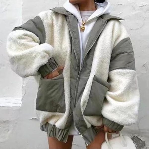 women's jackets 2022 autumn and winter lamb wool jacket stitching lapel cotton loose pocket streetwear faux, Black;brown
women's jackets 2022 autumn and winter lamb wool jacket stitching lapel cotton loose pocket streetwear faux, Black;brown