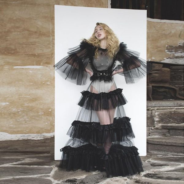 couture women dresses see thru black outfit ruffles tiered puff full sleeves a-line long tulle clothing casual, Black;gray
couture women dresses see thru black outfit ruffles tiered puff full sleeves a-line long tulle clothing casual, Black;gray