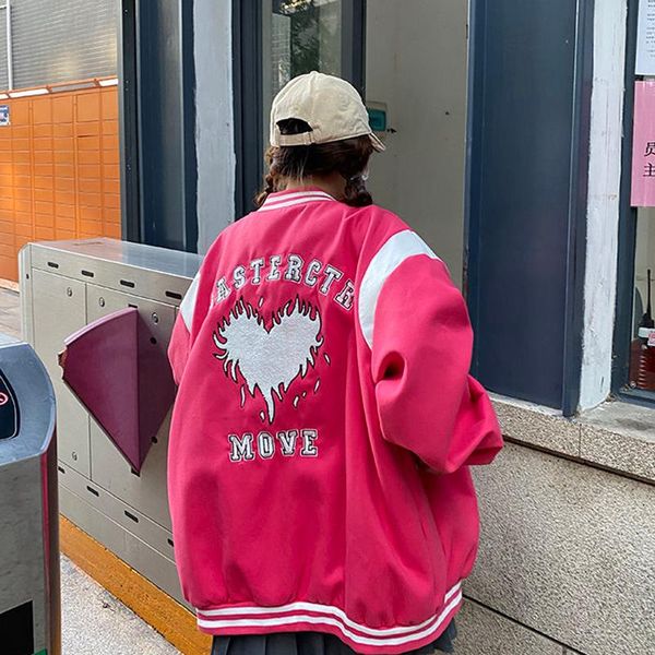 women's jackets cartoon heart letter print casual baseball uniform women fashion coats button pocket stand collar jacket female single, Black;brown
women's jackets cartoon heart letter print casual baseball uniform women fashion coats button pocket stand collar jacket female single, Black;brown