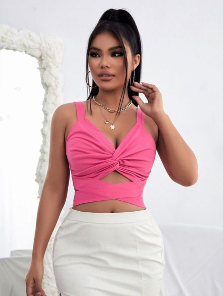 sxy cut out twist front tie back cami z2tc#, White 
sxy cut out twist front tie back cami z2tc#, White