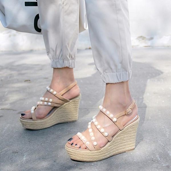 elegant wedge high heel sandals female platform pearl beads kid suede dress party office ladies shoes 2021 summer, Black
elegant wedge high heel sandals female platform pearl beads kid suede dress party office ladies shoes 2021 summer, Black