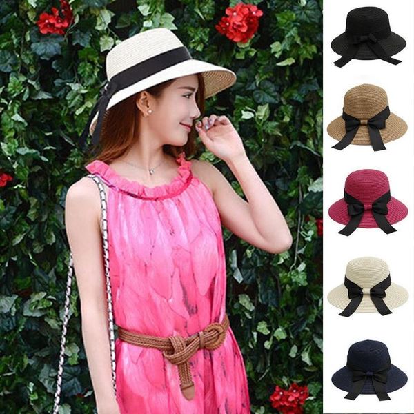 wide brim hats summer 7 colors big black bow straw panama hat bowknot visor sunhat beach flat women light foldable cap sunsc b0i3, Blue;gray
wide brim hats summer 7 colors big black bow straw panama hat bowknot visor sunhat beach flat women light foldable cap sunsc b0i3, Blue;gray