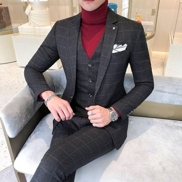 mens 3-piece suit notched lapel one button slim fit formal jacket vest pants set vintage plaid business suits for wedding men's & blaze, White;black
mens 3-piece suit notched lapel one button slim fit formal jacket vest pants set vintage plaid business suits for wedding men's & blaze, White;black
