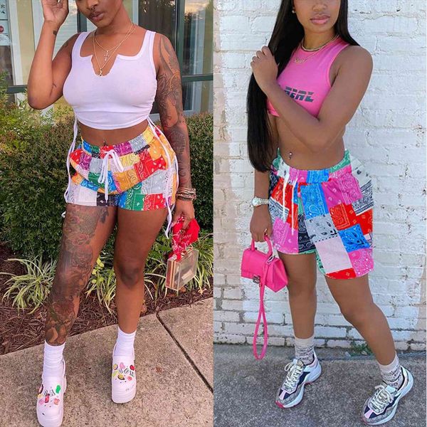 bandana fashion print shorts women jumpsuits summer beach loose drawstring waist casual midi patchwork short pants, Black;white
bandana fashion print shorts women jumpsuits summer beach loose drawstring waist casual midi patchwork short pants, Black;white