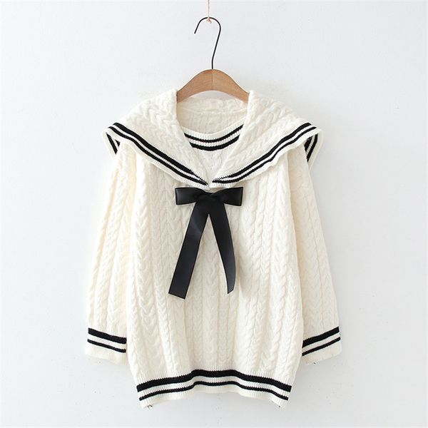 vintage sailor collar women knitted sweater winter harajuku kawaii cashmere warm cozy pullover female wool long sleeve jumper, White;black
vintage sailor collar women knitted sweater winter harajuku kawaii cashmere warm cozy pullover female wool long sleeve jumper, White;black