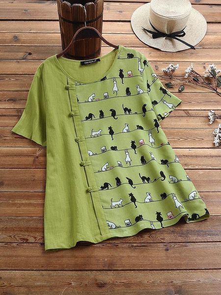 printed cute cat green women t shirts short sleeve vintage button casual tees femme loose sweet cartoon navy, White
printed cute cat green women t shirts short sleeve vintage button casual tees femme loose sweet cartoon navy, White