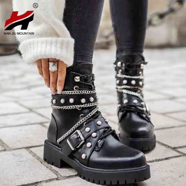 nan jiu mountain women motorcycle boots autumn shoes ankle mid heel fashion metal decoration solid color plus size 41 tecz, Black
nan jiu mountain women motorcycle boots autumn shoes ankle mid heel fashion metal decoration solid color plus size 41 tecz, Black