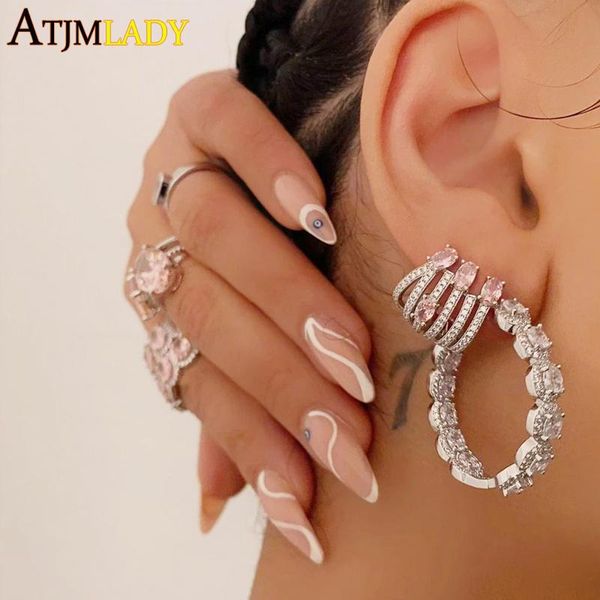 hoop & huggie 35mm big round cz earrings full iced out bling cubic zirconia hip hop fashion jewelry for women girl, Golden;silver
hoop & huggie 35mm big round cz earrings full iced out bling cubic zirconia hip hop fashion jewelry for women girl, Golden;silver