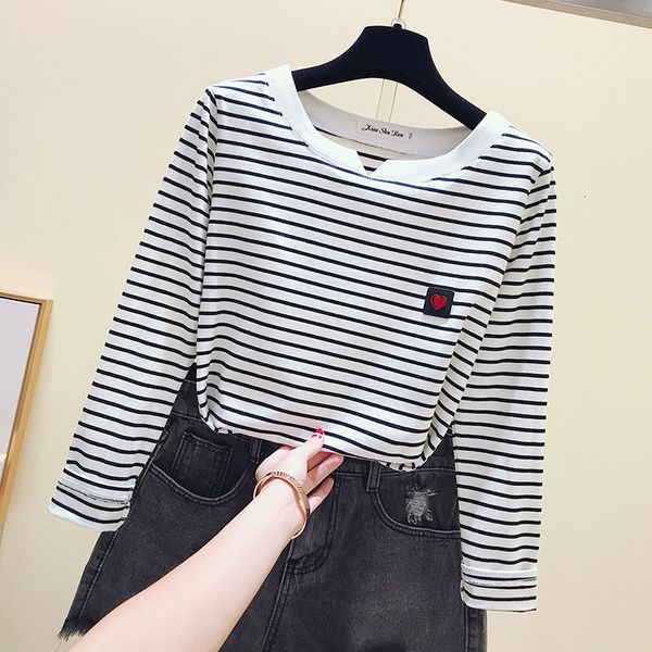 women's t-shirt striped shirts long sleeve 95% cotton ops casual autumn ops opspull femme k8r, White
women's t-shirt striped shirts long sleeve 95% cotton ops casual autumn ops opspull femme k8r, White