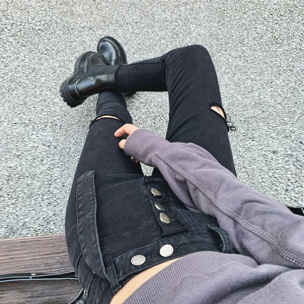 kog775 black black female high waist jeans in outfit new han edition cultivate one's morality show joker hole feet pan, Blue
kog775 black black female high waist jeans in outfit new han edition cultivate one's morality show joker hole feet pan, Blue