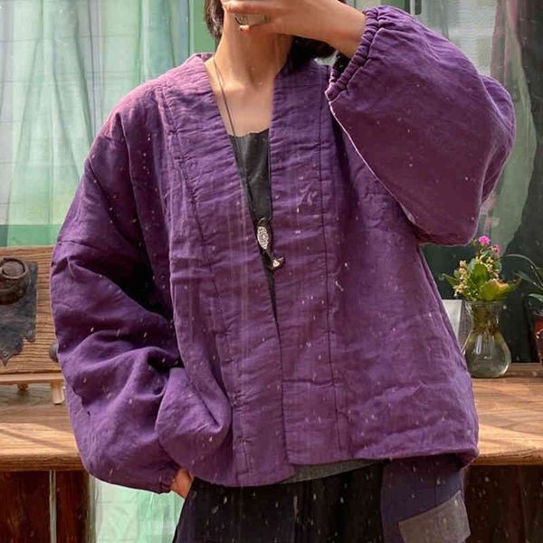 johnature women purple warm cotton winter parkas v-neck long puff sleeve loose vintage short coat parkas 210521, Black
johnature women purple warm cotton winter parkas v-neck long puff sleeve loose vintage short coat parkas 210521, Black