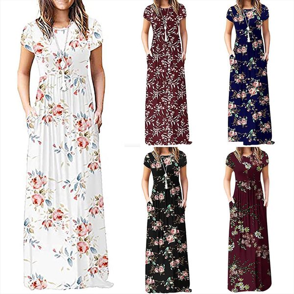 casual summer short sleeve women dresses o neck loose pockets plus size long dress female oversize floral maxi, Black;gray
casual summer short sleeve women dresses o neck loose pockets plus size long dress female oversize floral maxi, Black;gray