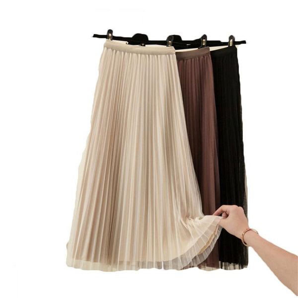 skirts 2021 spring autumn mesh skirt high waist a-line cover cross mid-length pleated women's yarn 216a, Black
skirts 2021 spring autumn mesh skirt high waist a-line cover cross mid-length pleated women's yarn 216a, Black