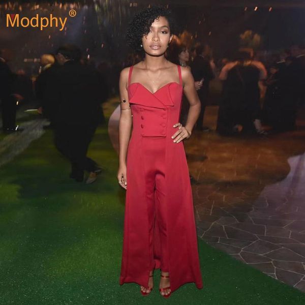autumn red celebrity party jumpsuit 2021 sleeveless v-neck spaghetti strap double-breasted flared pants loose women's jumpsuits & rompe, Black;white
autumn red celebrity party jumpsuit 2021 sleeveless v-neck spaghetti strap double-breasted flared pants loose women's jumpsuits & rompe, Black;white