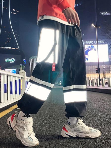 autumn cargo pants street hip-hop night reflective harem multi-pocket patchwork fitness exercise men's, Black
autumn cargo pants street hip-hop night reflective harem multi-pocket patchwork fitness exercise men's, Black