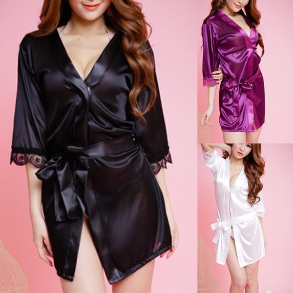 women's sleepwear robe pajamas bathrobe nightgown dressing gown ladies lace silk underwear lingerie nightdress, Black;red
women's sleepwear robe pajamas bathrobe nightgown dressing gown ladies lace silk underwear lingerie nightdress, Black;red