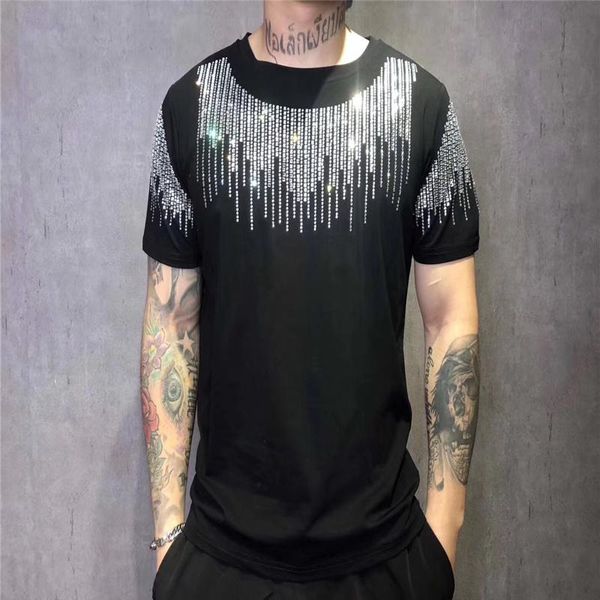 men's t-shirts slim brand design striped rhinestone t-shirt short sleeve fashion street o collar 100% cotton, White;black
men's t-shirts slim brand design striped rhinestone t-shirt short sleeve fashion street o collar 100% cotton, White;black