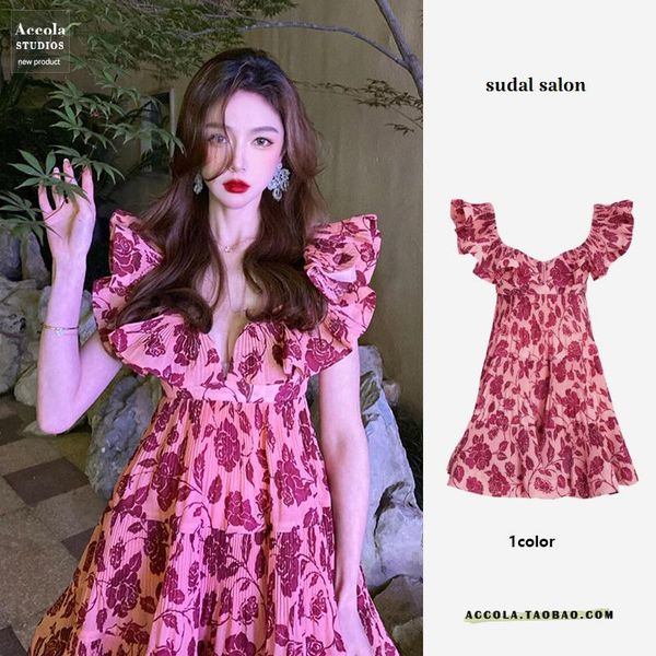casual dresses french sweet floral dress 2021 summer v-neck a-line small fresh super fairy waist flat shoulder, Black;gray
casual dresses french sweet floral dress 2021 summer v-neck a-line small fresh super fairy waist flat shoulder, Black;gray