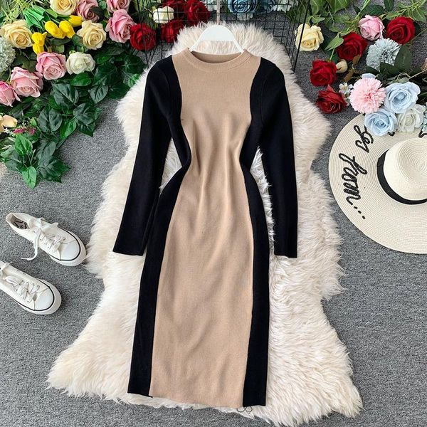 casual dresses luosha women autumn winter patchwork knitted bottom straight dress female slim sheath sweater vestidos, Black;gray
casual dresses luosha women autumn winter patchwork knitted bottom straight dress female slim sheath sweater vestidos, Black;gray