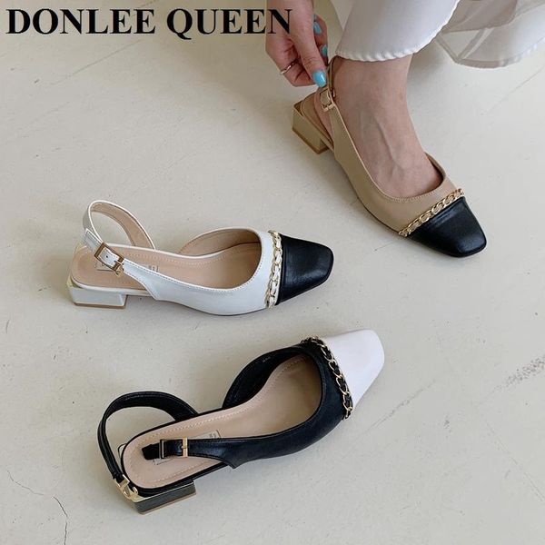 sandals fashion metal chain women low heel square toe elegant mule casual ladies shoes brand slingback sandalias de las mujeres, Black
sandals fashion metal chain women low heel square toe elegant mule casual ladies shoes brand slingback sandalias de las mujeres, Black