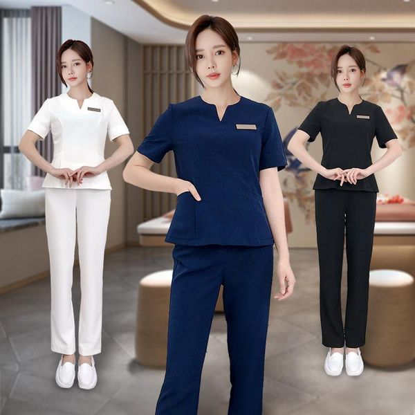 women's two piece pants sauna foot bath female receptionist working suits beauty salon women beautician uniforms suit spa massage workw, White
women's two piece pants sauna foot bath female receptionist working suits beauty salon women beautician uniforms suit spa massage workw, White