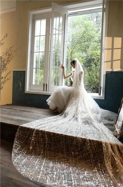 bridal veils long cathedral women wedding veil bling sequins ladies korea fashion 4m spring, Black
bridal veils long cathedral women wedding veil bling sequins ladies korea fashion 4m spring, Black