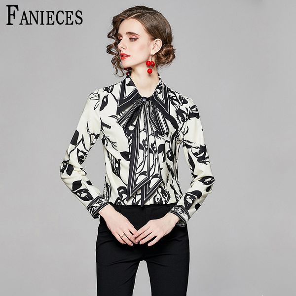 women vintage chain print pattern shirt office lady long sleeve business blouses chic autumn retro 210520, White
women vintage chain print pattern shirt office lady long sleeve business blouses chic autumn retro 210520, White