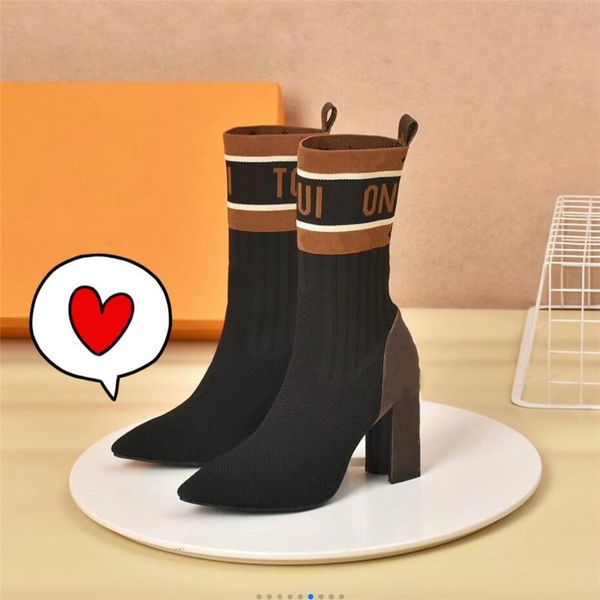 high heel boots woman shoes in autumn and winter knitted elastic boots thick heel socks boots lady letter high heels large size 35-42, Black
high heel boots woman shoes in autumn and winter knitted elastic boots thick heel socks boots lady letter high heels large size 35-42, Black