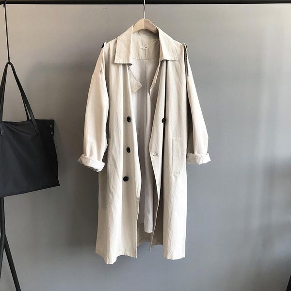 women's trench coats korean mid-length double breasted long sleeve navy blue beige thin coat spring autumn elegant vintage women windbr, Tan;black
women's trench coats korean mid-length double breasted long sleeve navy blue beige thin coat spring autumn elegant vintage women windbr, Tan;black