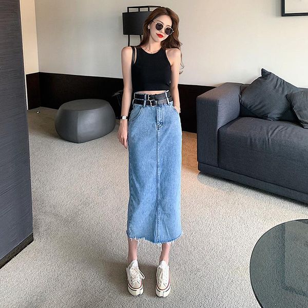 fashion split jean skirts with belts women vintage blue cotton long denim skirt bottom 2021 female real pos, Black
fashion split jean skirts with belts women vintage blue cotton long denim skirt bottom 2021 female real pos, Black