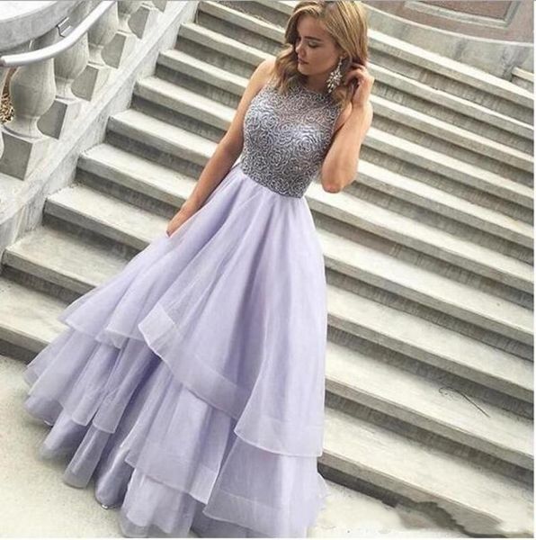 party dresses beading tiered a line evening jewel neckline sleeveless organza lavender backless long formal gown, White;black
party dresses beading tiered a line evening jewel neckline sleeveless organza lavender backless long formal gown, White;black