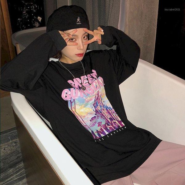 women's t-shirt pure cotton long-sleeved 2021 spring and autumn loose student korean style punk clothes harajuku kawaii, White
women's t-shirt pure cotton long-sleeved 2021 spring and autumn loose student korean style punk clothes harajuku kawaii, White