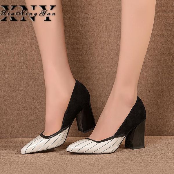 woman pumps fashion colorful 8.5cm round heel genuine leather pointed toe dress shoes women's, Black
woman pumps fashion colorful 8.5cm round heel genuine leather pointed toe dress shoes women's, Black