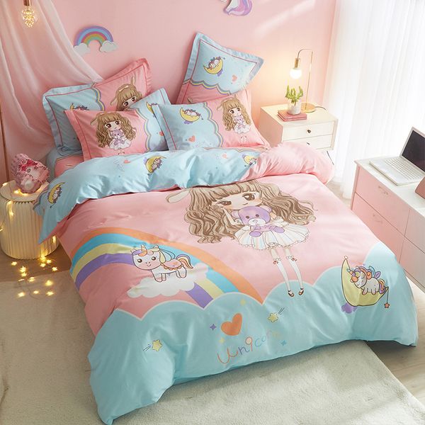 pure four piece set large version cartoon sheet quilt cover simple single double all cotton bedding
pure four piece set large version cartoon sheet quilt cover simple single double all cotton bedding