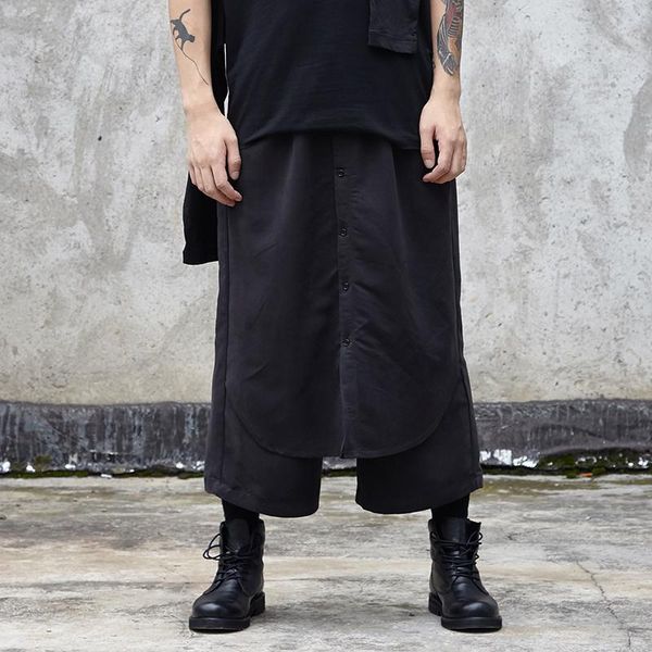 men's pants male japan streetwear hip hop gothic punk harem trousers kimono skirts men fake 2 piece splice loose wide leg casual, Black
men's pants male japan streetwear hip hop gothic punk harem trousers kimono skirts men fake 2 piece splice loose wide leg casual, Black