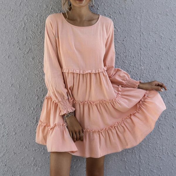 casual dresses autumn women's solid color long sleeve loose o neck ruffle dress a-line vintage mini elegant women vestidos, Black;gray
casual dresses autumn women's solid color long sleeve loose o neck ruffle dress a-line vintage mini elegant women vestidos, Black;gray